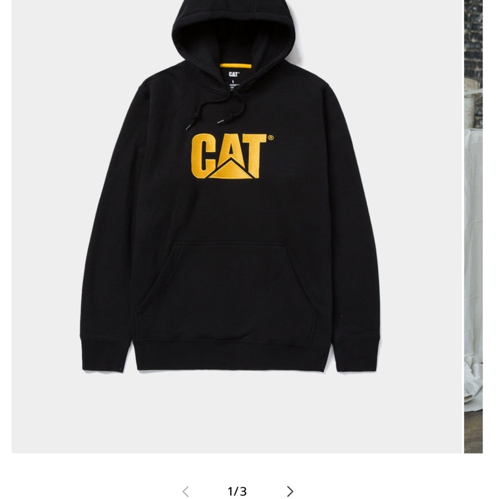 Caterpillar Black “Cat” Hoodie with Yellow Logo Size L